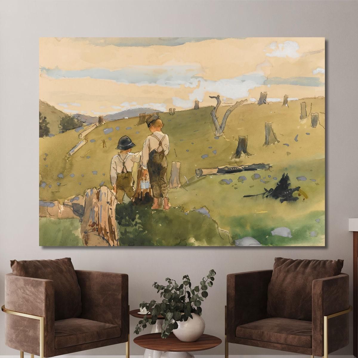 Boys On A Hillside Winslow Homer whm34 canvas print 