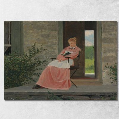 Girl Reading On A Stone Porch Winslow Homer whm75 canvas print 