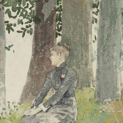 Girl Seated In A Grove Winslow Homer whm76 canvas print