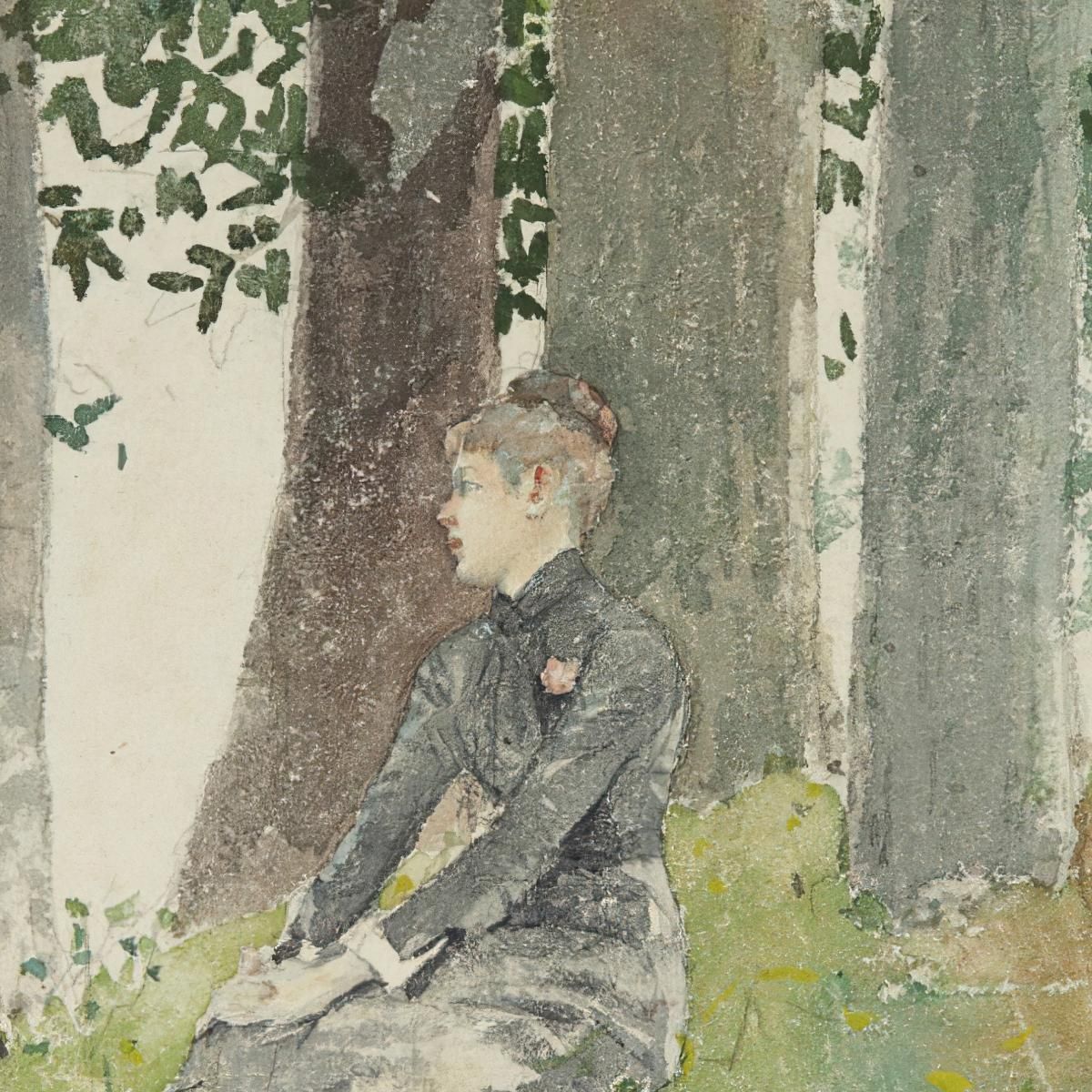 Girl Seated In A Grove Winslow Homer whm76 canvas print