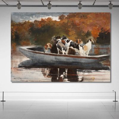 Hunting Dogs In Boat Waiting For The Start Winslow Homer whm93 canvas print 