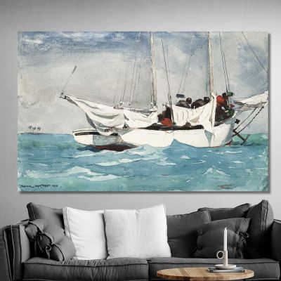 Key West Hauling Anchor Winslow Homer whm102 canvas print 