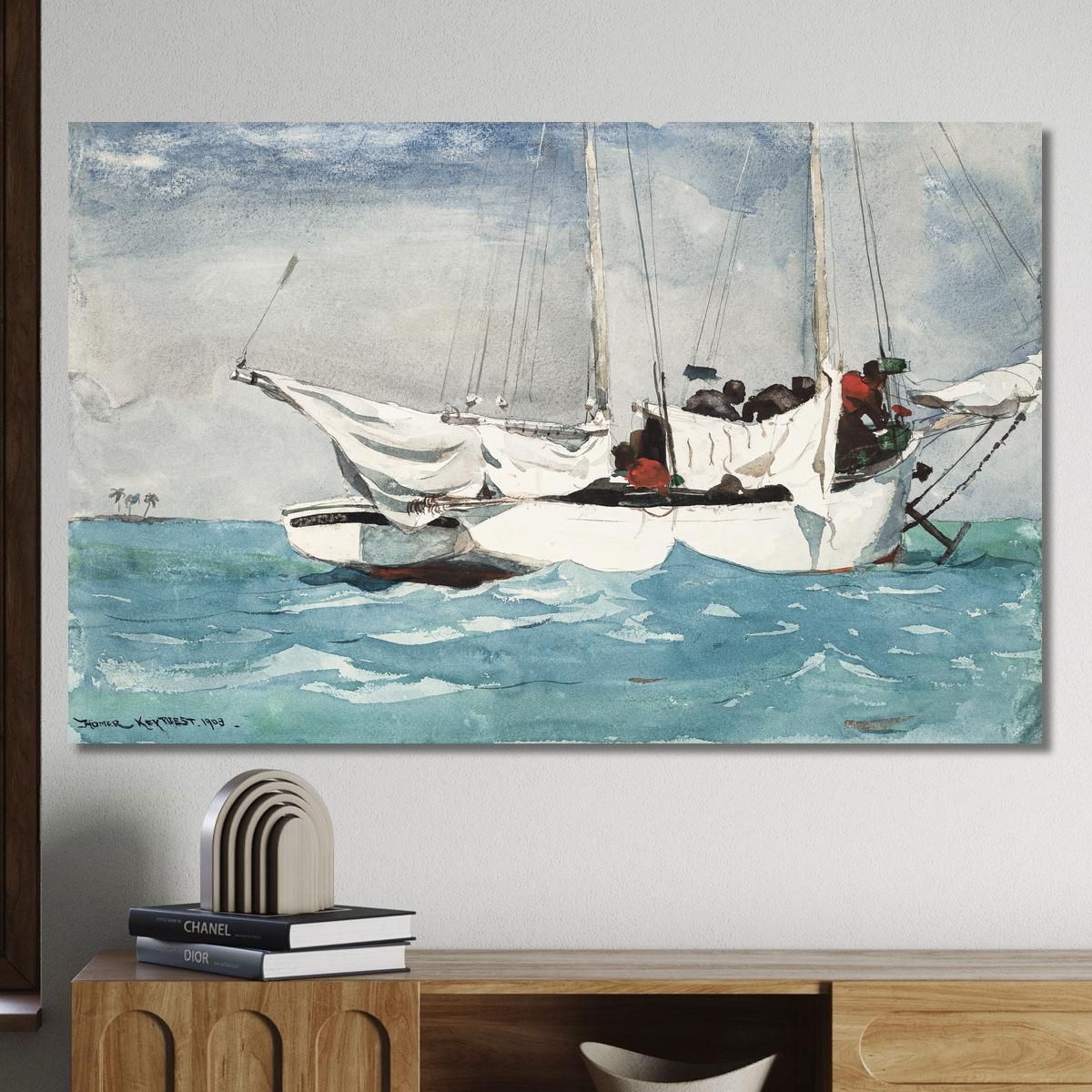 Key West Hauling Anchor Winslow Homer whm102 canvas print 