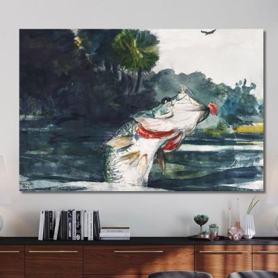 Life-Size Black Bass Winslow Homer whm103 canvas print 