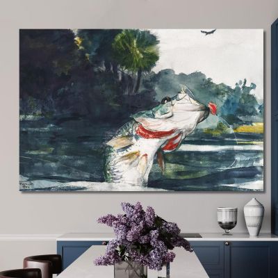 Life-Size Black Bass Winslow Homer whm103 canvas print 