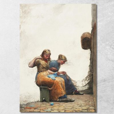 Mending The Nets Winslow Homer whm109 canvas print 