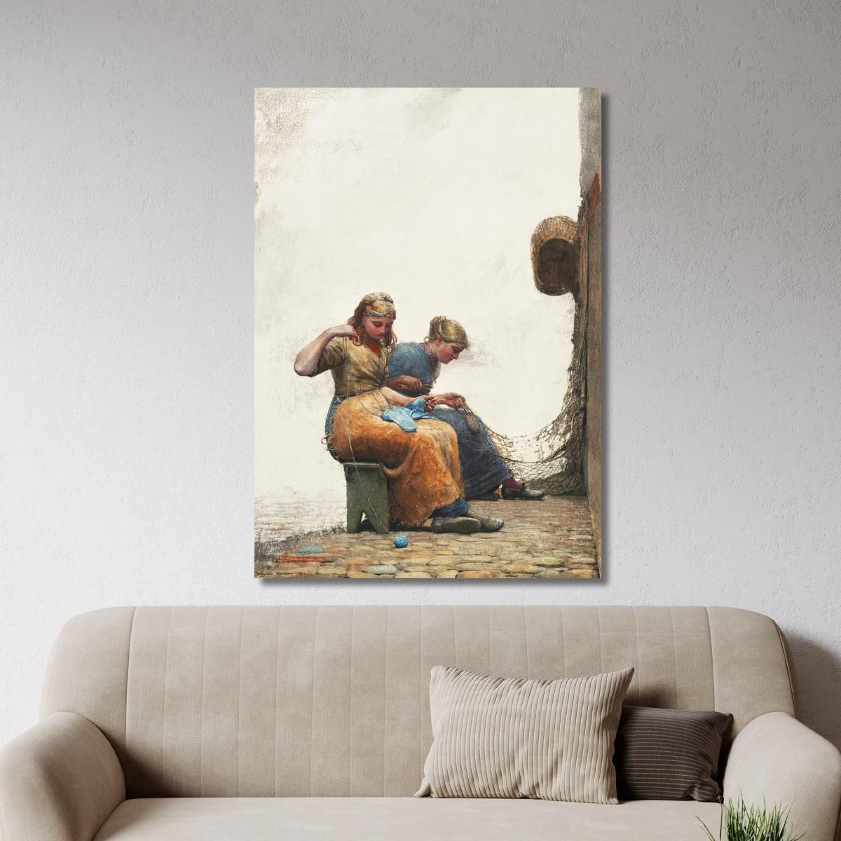 Mending The Nets Winslow Homer whm109 canvas print 