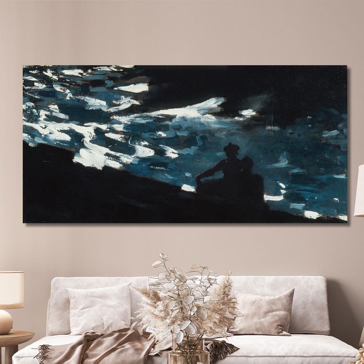 Moonlight On The Water Winslow Homer whm111 canvas print 