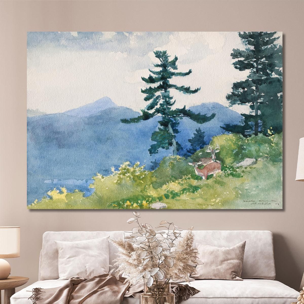 North Woods Club Adirondacks The Interrupted Tete-A-Tete Winslow Homer whm118 canvas print 