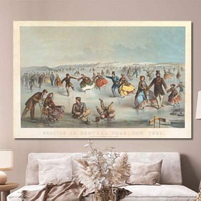 Skating In Central Park New York Winslow Homer whm166 canvas print 