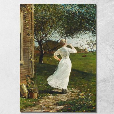 The Dinner Horn Blowing The Horn At Seaside Winslow Homer whm210 canvas print 