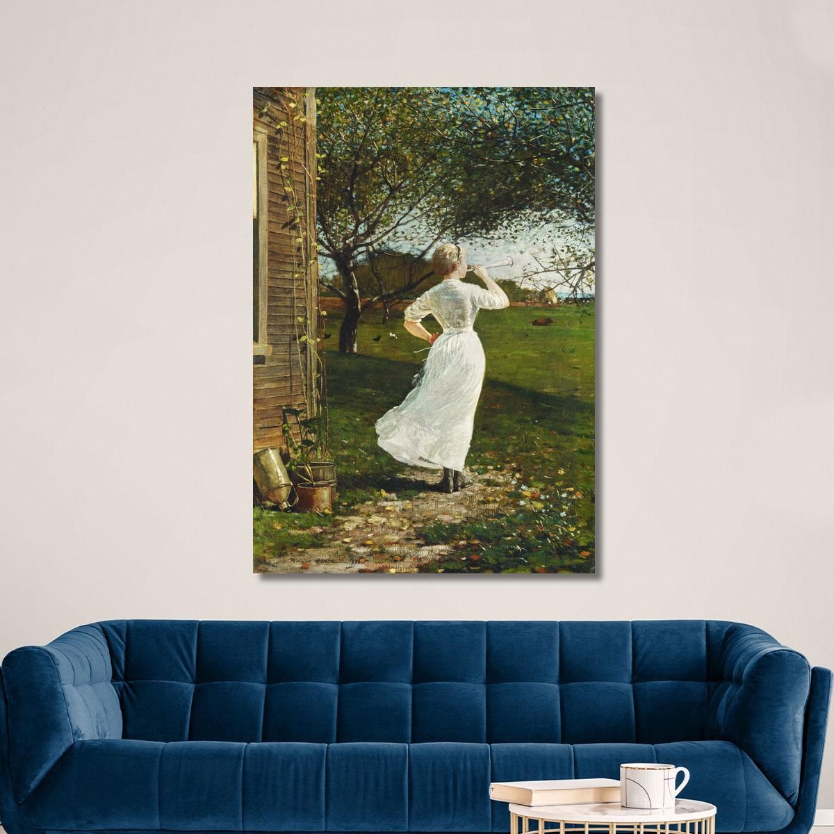 The Dinner Horn Blowing The Horn At Seaside Winslow Homer whm210 canvas print 