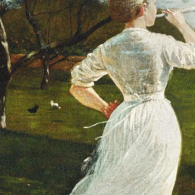 The Dinner Horn Blowing The Horn At Seaside Winslow Homer whm210 canvas print