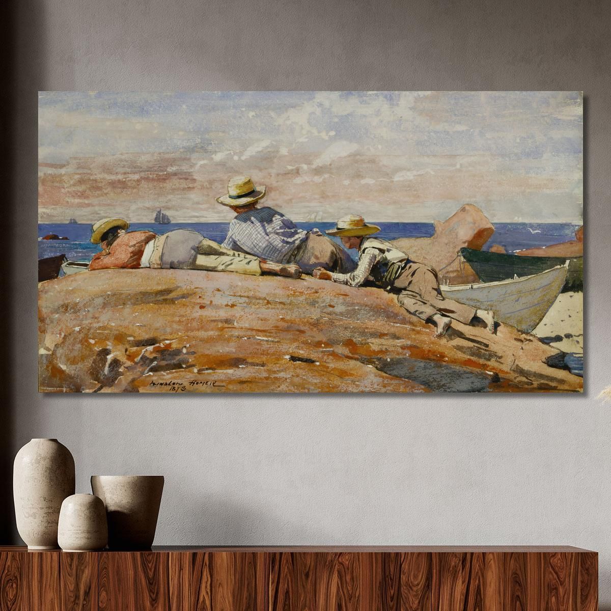 Three Boys On The Shore Winslow Homer whm247 canvas print 