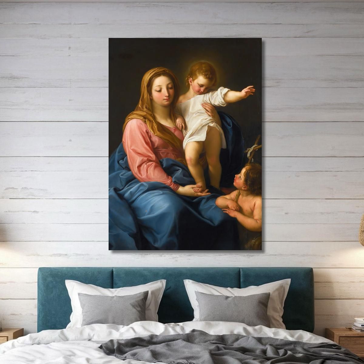 The Madonna And Child With The Infant Saint John The Baptist Pompeo Batoni pbt48 canvas print 