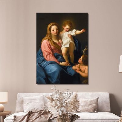 The Madonna And Child With The Infant Saint John The Baptist Pompeo Batoni pbt48 canvas print 