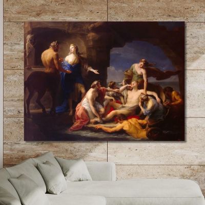 Thetis Takes Achilles From The Centaur Chiron Pompeo Batoni pbt53 canvas print 