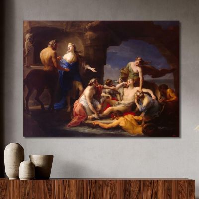 Thetis Takes Achilles From The Centaur Chiron Pompeo Batoni pbt53 canvas print 