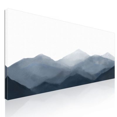 Abstract Landscape Painting Misty Mountain Range Art Serene Blue And Gray Landscape , abl1 canvas print