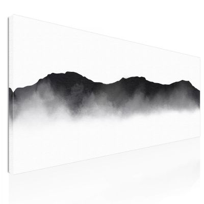 Abstract Landscape Painting Black Foggy Mountain Landscape Minimalist abl6 canvas print 