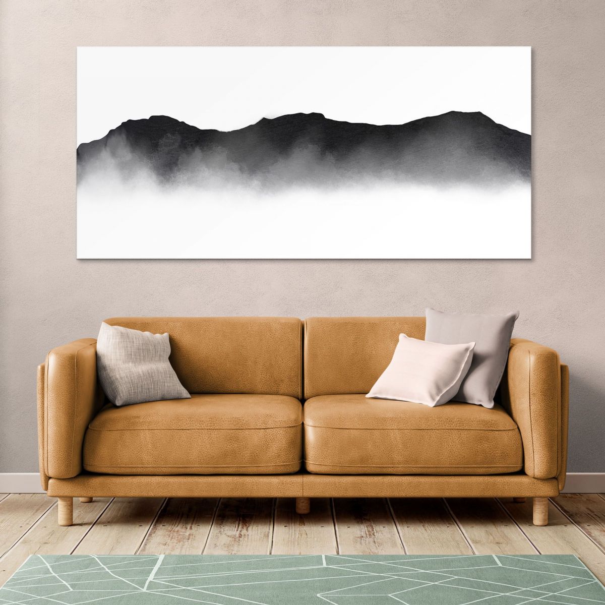 Abstract Landscape Painting Black Foggy Mountain Landscape Minimalist abl6 canvas print 