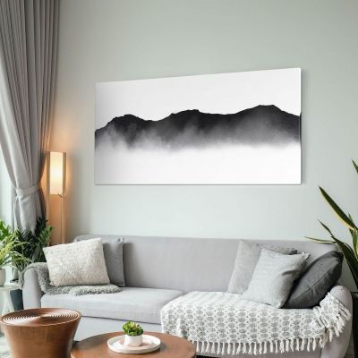 Abstract Landscape Painting Black Foggy Mountain Landscape Minimalist abl6 canvas print 