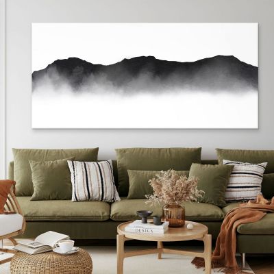 Abstract Landscape Painting Black Foggy Mountain Landscape Minimalist abl6 canvas print 