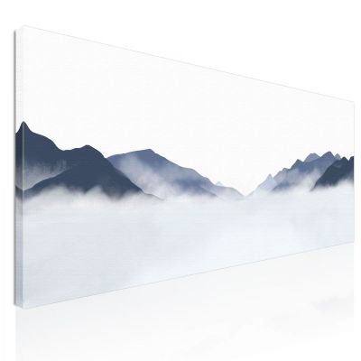 Abstract Landscape Painting Misty Mountainous Landscape Blue And White Minimalist abl9 canvas print 