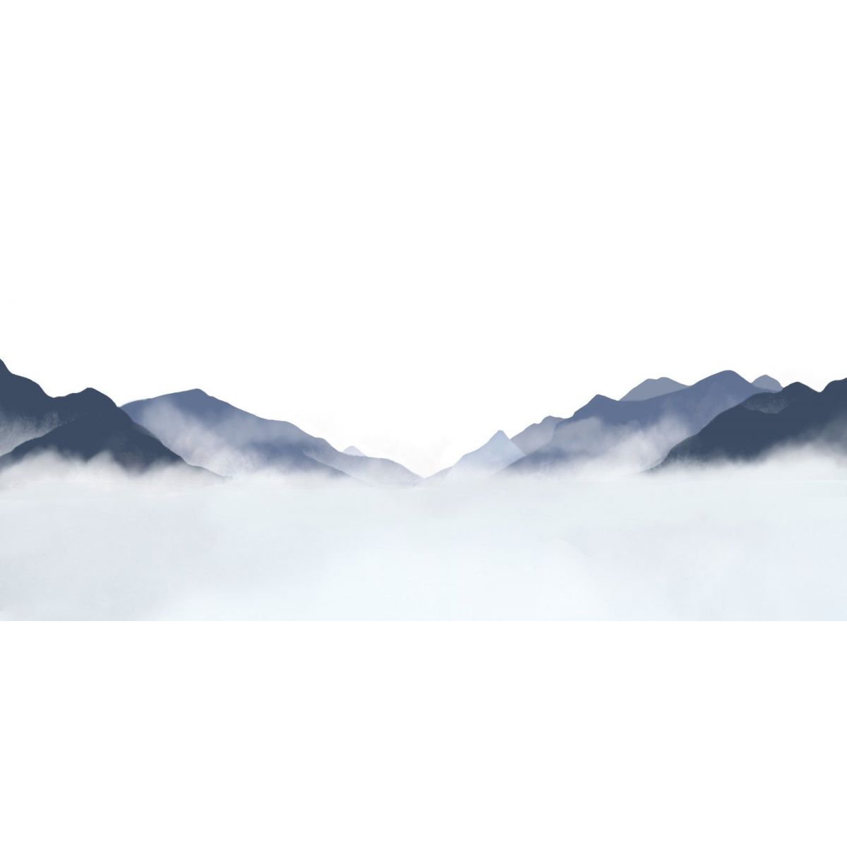 Abstract Landscape Painting Misty Mountainous Landscape Blue And White Minimalist abl9 canvas print 