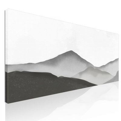 Abstract Landscape Painting Misty Mountain Landscape Gray And White Minimalist abl10 canvas print 