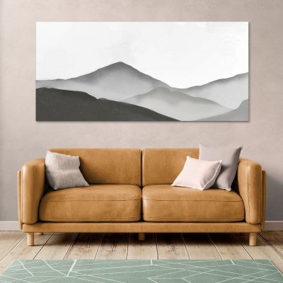 Abstract Landscape Painting Misty Mountain Landscape Gray And White Minimalist abl10 canvas print 