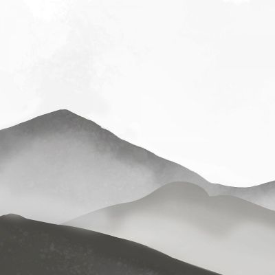 Abstract Landscape Painting Misty Mountain Landscape Gray And White Minimalist abl10 canvas print