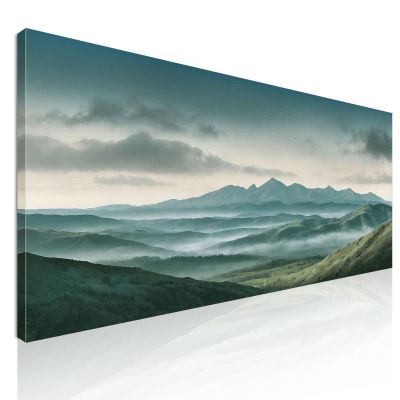 Abstract Landscape Painting Misty Mountainous Landscape With Green Hills And Cloudy Sky abl32 canvas print 