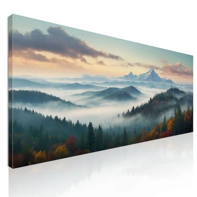 Abstract Landscape Painting Misty Mountainous Landscape With Colorful Autumn Forest abl33 canvas print 