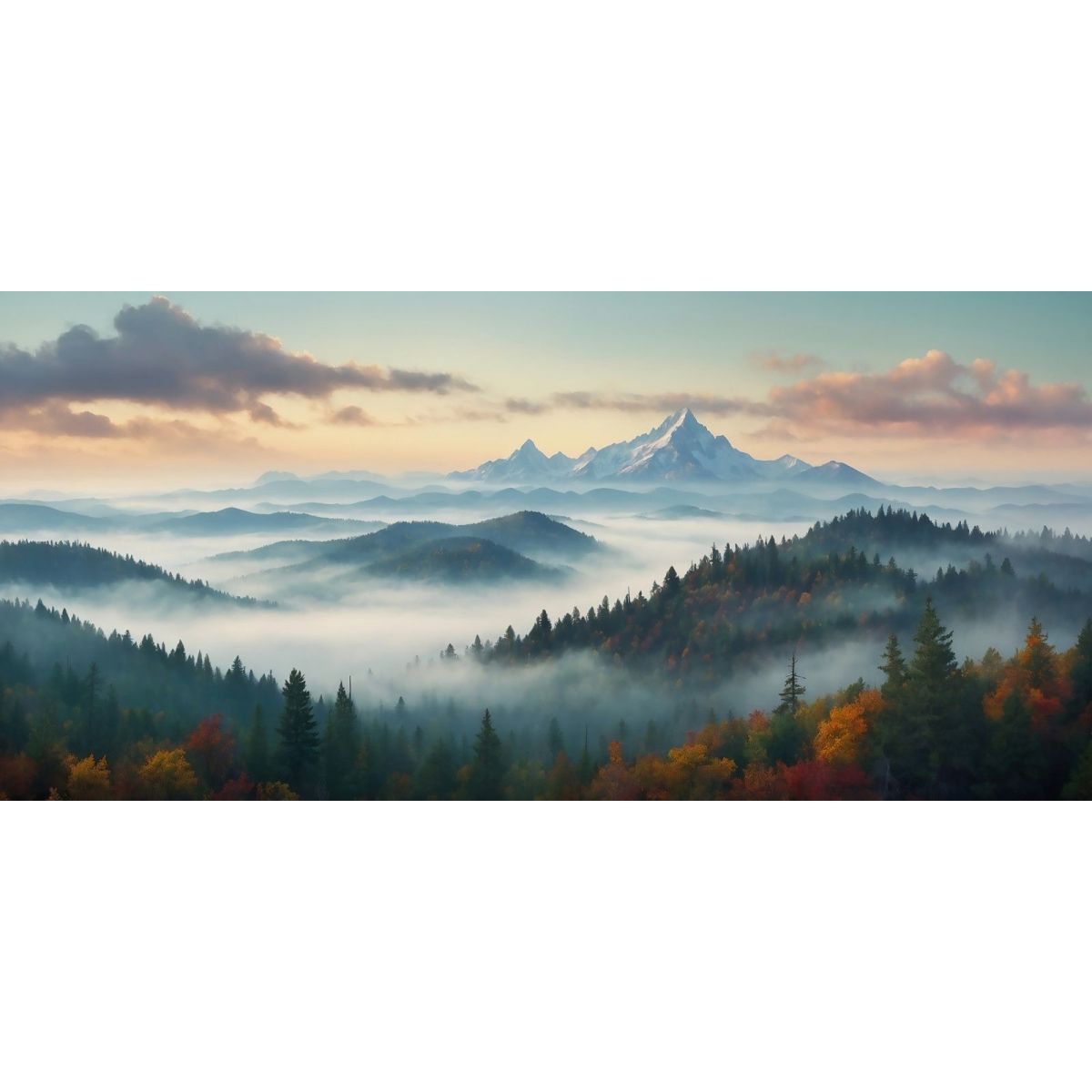 Abstract Landscape Painting Misty Mountainous Landscape With Colorful Autumn Forest abl33 canvas print 