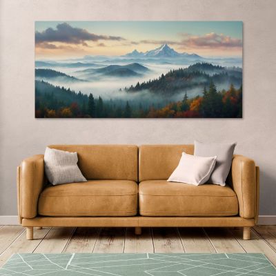 Abstract Landscape Painting Misty Mountainous Landscape With Colorful Autumn Forest abl33 canvas print 