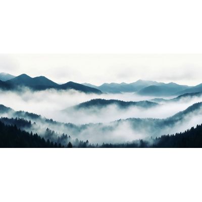 Abstract Landscape Painting Misty Mountainous Landscape With Pine Forest And Blue Hills abl35 canvas print 