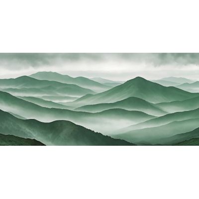 Abstract Landscape Painting Green Mountainous Landscape Foggy Scenery abl38 canvas print 