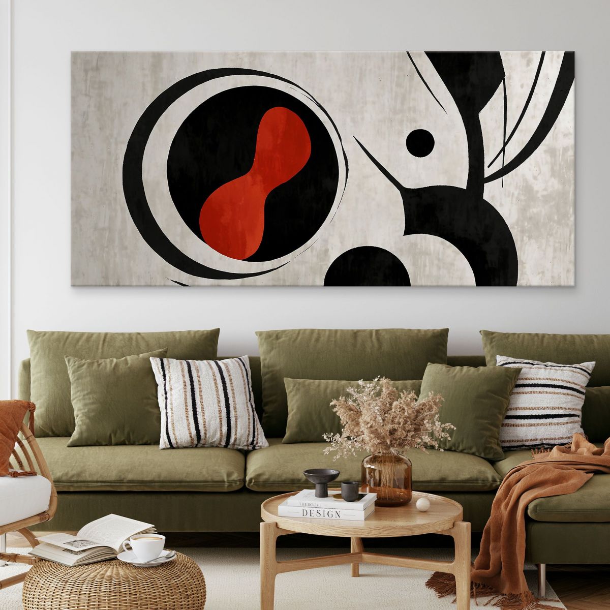 Framework Of Abstract Shapes Modern Red And Black Circles absh1 canvas print 