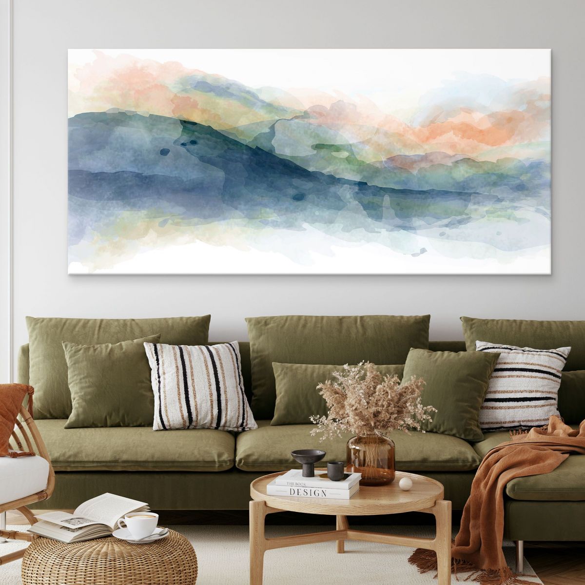 Abstract Shapes Painting Multicolored Hill In Watercolor absh2 canvas print 