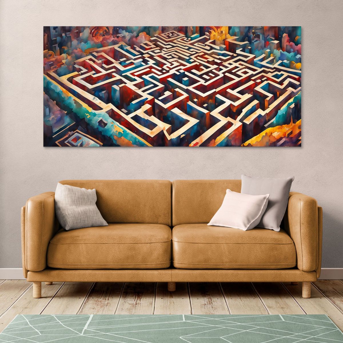 Framework Of Abstract Shapes Multicolored Labyrinth Of Lights And Shadows absh24 canvas print 