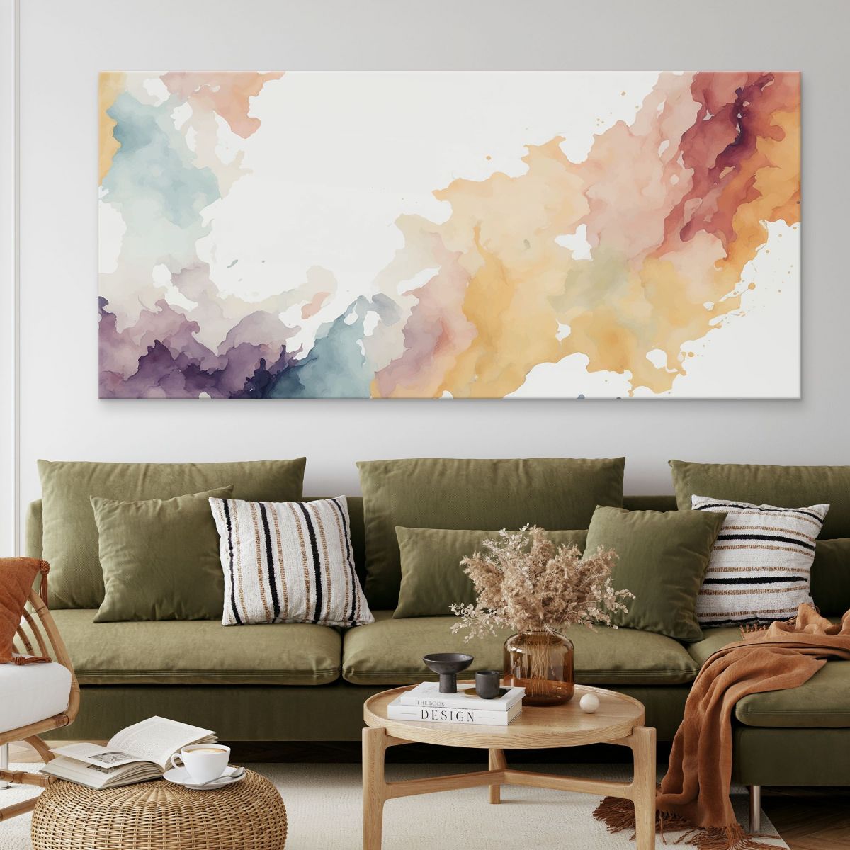 Abstract Shapes Painting Abstract Watercolor Stains In Warm And Cold Shades absh26 canvas print 