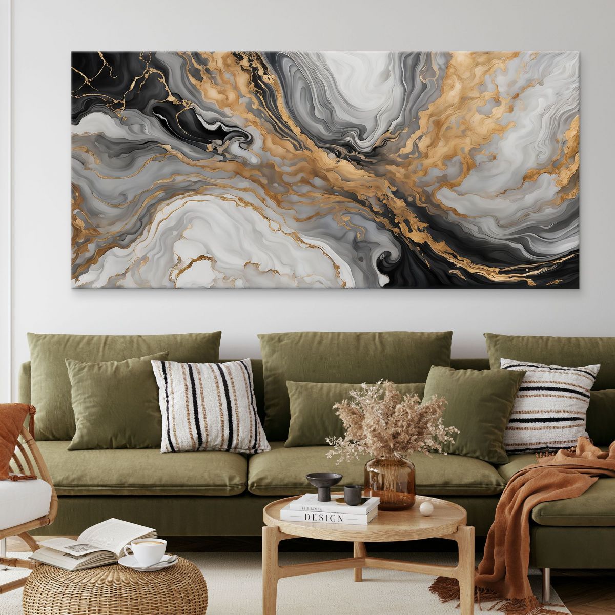 Painting Of Abstract Shapes In Golden Marble And Monochromatic Tones absh27 canvas print 