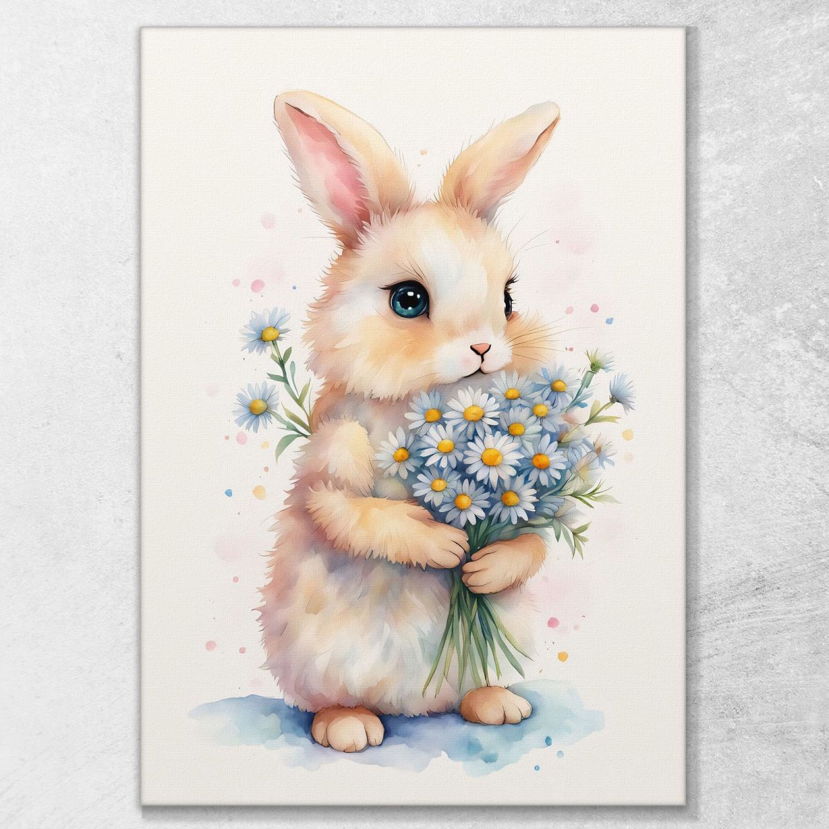 Painting For Children'S Bedroom Sweet Bunny With White Flowers bana7 canvas print 