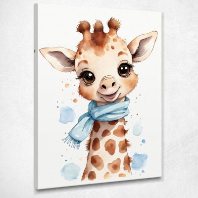 Picture For Newborn Bedroom Decoration Giraffe With Blue Scarf bana9 canvas print 