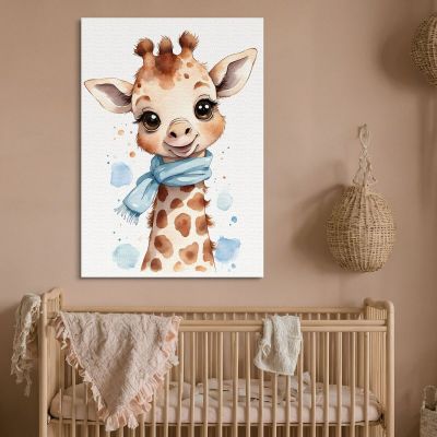 Picture For Newborn Bedroom Decoration Giraffe With Blue Scarf bana9 canvas print 