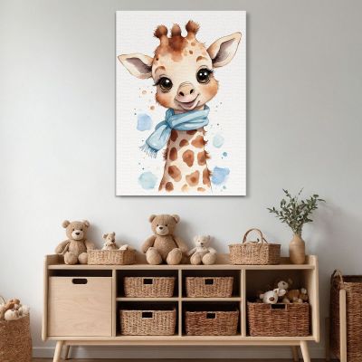 Picture For Newborn Bedroom Decoration Giraffe With Blue Scarf bana9 canvas print 