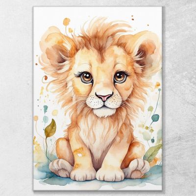 Picture For Newborn Bedroom Decoration Lion Cub With Sweet Look bana19 canvas print 