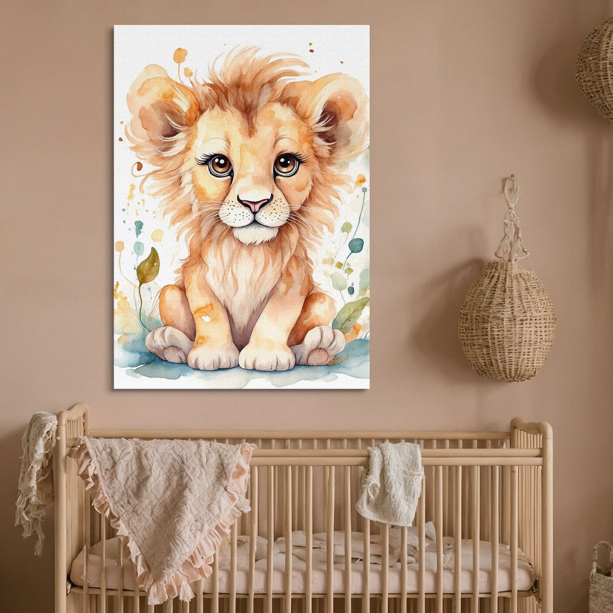 Picture For Newborn Bedroom Decoration Lion Cub With Sweet Look bana19 canvas print 