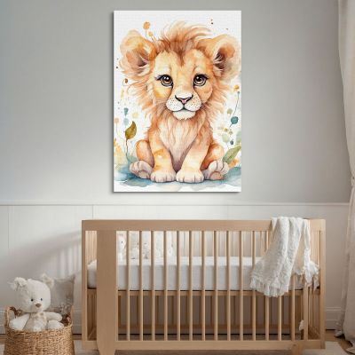 Picture For Newborn Bedroom Decoration Lion Cub With Sweet Look bana19 canvas print 